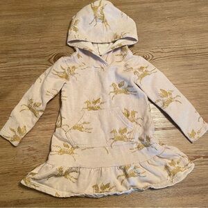 Tea Collection Hooded Sweatshirt Dress with Gold Pegasus Pattern